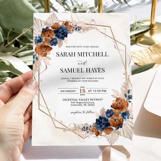 Terracotta Orange et Faire-part de mariage bleu ma