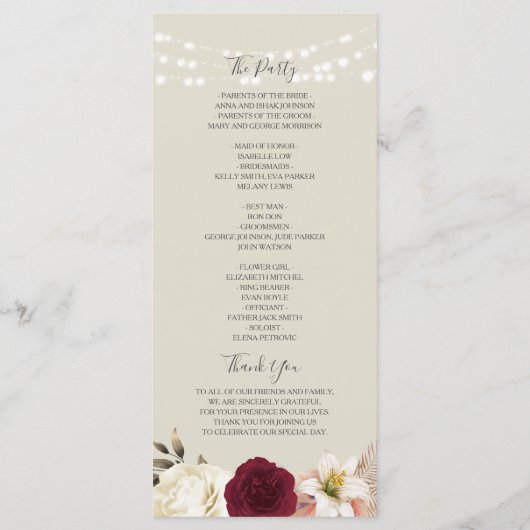 Terracotta Orange Wedding Programme (Dos)