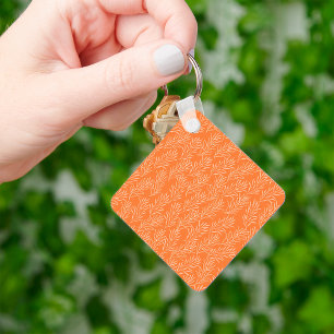 Terracotta Oranje Botanisch Blad Patroon Sleutelhanger