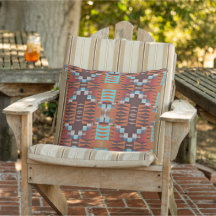 Terracotta Oranje Brown Aqua Turquoise Tribal Art