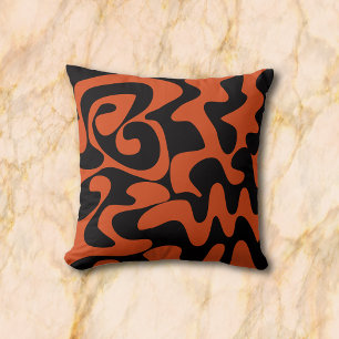 Terracotta Oranje bruin en zwart decoratief Kussen