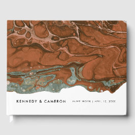 Terracotta Oranje en Blauwgroen minimalistische ma Gastenboek