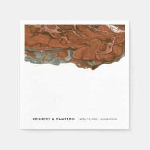 Terracotta Oranje en Blauwgroen minimalistische ma Servet