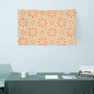 Terracotta oranje en zandbeige delicate madelief spandoek