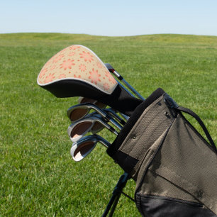 Terracotta oranje en zandbeige delicate madeliefje golfheadcover