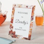 Terracotta Oranje Herfst Bloemen 80ste Verjaardag Reclamebord Met Voetstuk (Insitu)