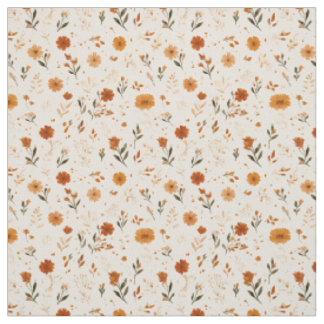 Terracotta Oranje Perzik Wilde Bloem Boho Bloemstu Stof