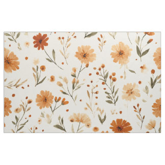 Terracotta Oranje Perzik Wilde Bloem Boho Bloemstu Stof