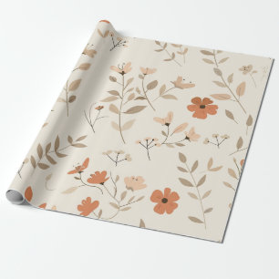 Terracotta Oranje Perzik Wilde Bloem Vrouwelijke B Cadeaupapier