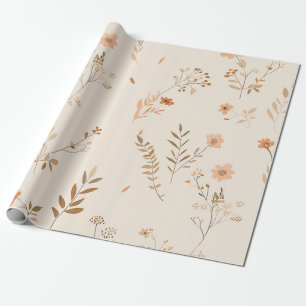 Terracotta Oranje Perzik Wilde Bloem Vrouwelijke B Cadeaupapier