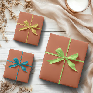 Terracotta Oranje Specerij Effen Kleur   Klassiek Inpakpapier Vel