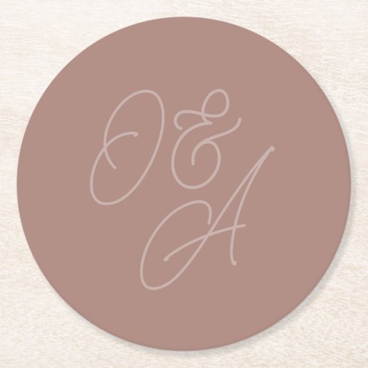 Terracotta | Overmaats tekenmonogram Ronde Kartonnen Onderzetter (Voorkant)