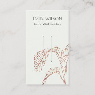 Terracotta Palm Leafy Sketch Hair Clip Display Visitekaartje