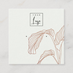 Terracotta Palm Leaves Sketch Earring Display Vierkante Visitekaartje