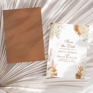 Terracotta Pampagras Bloem Boho Sla de Datum Op Save The Date