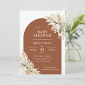 Terracotta Pampas Baby shower en herbe Invitation (Debout devant)