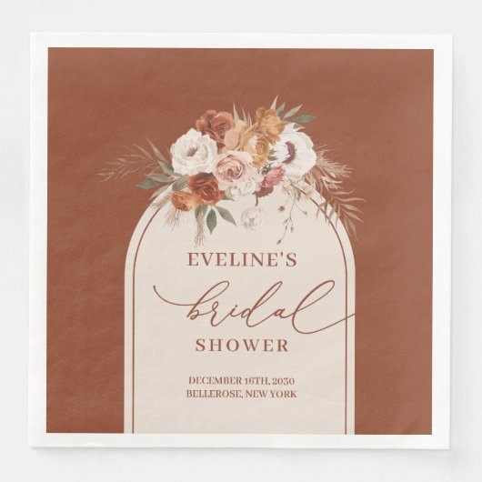 Terracotta Pampas Boho servetten voor Bruidsfeest (Voorkant)