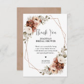 Terracotta Pampas Gras Rustieke  Bruiloftsontvangs Bedankkaart (Voorkant / Achterkant)