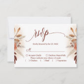 Terracotta Pampas Gras Script Bloem Huwelijk RSVP Kaartje (Voorkant)
