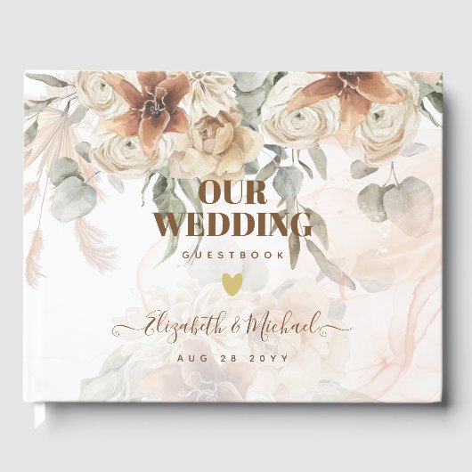 Terracotta Pampas Grass BOHO Wedding Gastenboek (Voorkant)