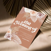 Terracotta Pampas Grass Boho Wedding Invitation Kaart