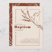 Terracotta Pampas Grass Modern Minimalist Baptisme Kaart (Voorkant / Achterkant)