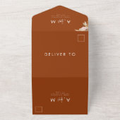 Terracotta Pampas Grass & Retro Boho Typografie All In One Uitnodiging (Buitenkant)