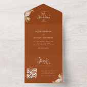 Terracotta Pampas Grass & Retro Boho Typografie All In One Uitnodiging (Binnen)