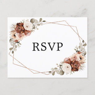 Terracotta Pampas Grass Rustic Geometric Boho RSVP Briefkaart