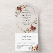 Terracotta Pampas Grass Rustic Geometric Wedding A All In One Uitnodiging (Binnen)