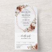 Terracotta Pampas Grass Rustic Geometric Wedding All In One Uitnodiging (Binnen)