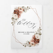 Terracotta Pampas Grass Rustic Geometric Wedding Drieluik Programma (Cover)