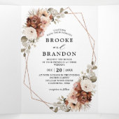 Terracotta Pampas Grass Rustic Geometric Wedding Drieluik Programma (Binnenkant midden)