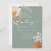 Terracotta Pampas Grass Tropical Wedding Kaart (Voorkant)