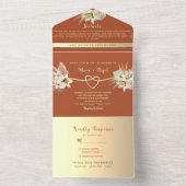 Terracotta Pampas Grass Wedding All In One Uitnodiging (Binnen)