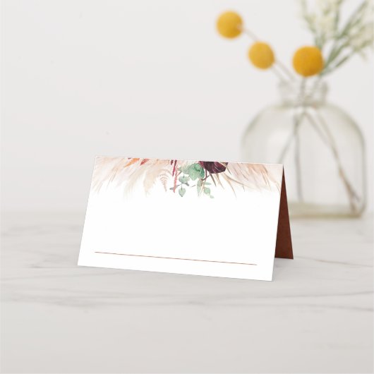Terracotta Pampas Grass Wedding Place Card (Voorkant)