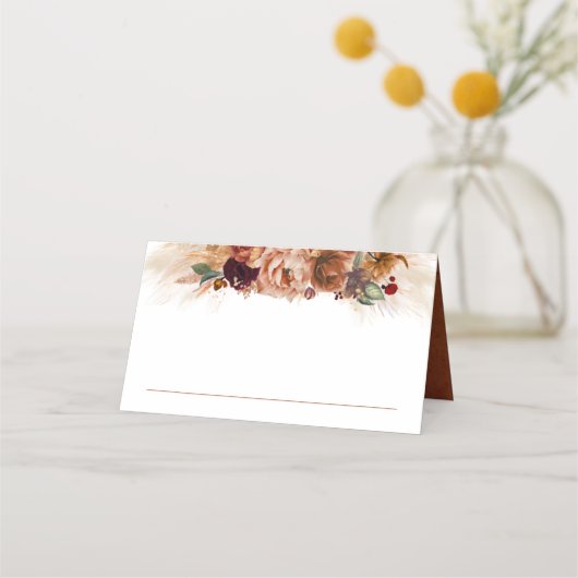 Terracotta Pampas Grass Wedding Place Card (Voorkant)