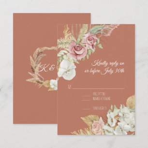Terracotta Pampas Palm Rose Wreath Foliing RSVP