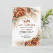 Terracotta pampas palm vijftig en geweldig kaart (Staand voorkant)