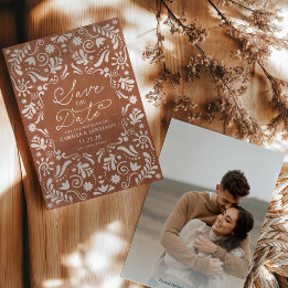 Terracotta Papel Picado Foto Bewaar de datum Save The Date