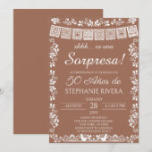 Terracotta Papel Picado Surprise 50th Birthday Kaart (Voorkant / Achterkant)