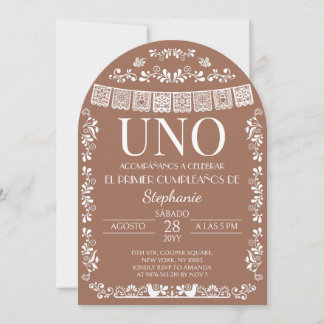 Terracotta Papel Picado UNO First Girl Invitation