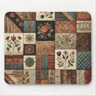 Terracotta Patchwork Quilt Rustieke Bloemenbureau Muismat