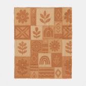 Terracotta Patchwork Quilt Rustieke Boerderij Bloe Fleece Deken (Voorkant)