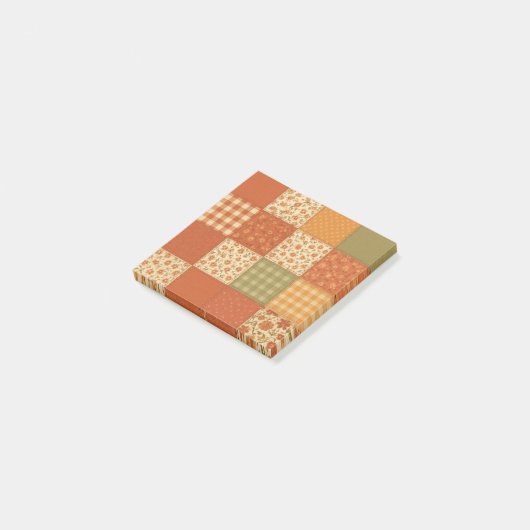 Terracotta Patchwork Quilt Rustieke Boerderij Bloe Post-it® Notes (Schuin)