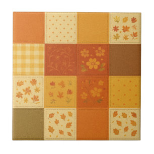 Terracotta Patchwork Quilt Rustieke Boerderij Bloe Tegeltje