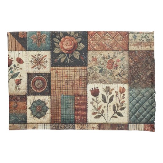 Terracotta Patchwork Quilt rustieke boerderij Kussensloop (Voorkant)
