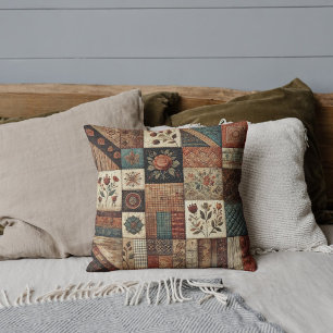 Terracotta Patchwork Quilt Rustieke Retro Vintage Kussen