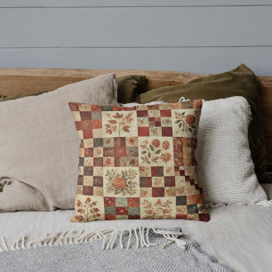 Terracotta Patchwork Quilt Rustieke Retro Vintage Kussen