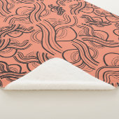 Terracotta patroon met zwarte gekrabbelde knopen sherpa deken (3/4)